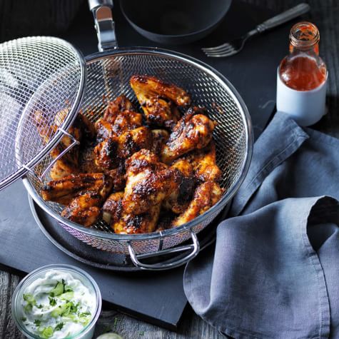 Sriracha Chicken Wings With Cilantro Green Onion Dip Williams Sonoma