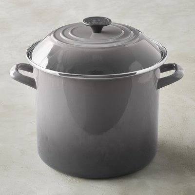 Le Creuset Enameled Steel Stock Pot 10 Qt Oyster Grey Williams Sonoma