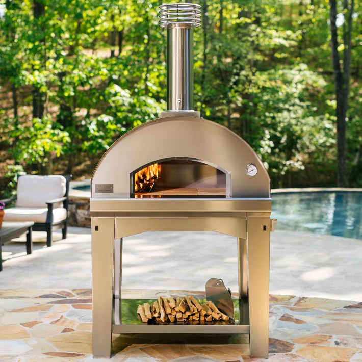 Fontana Forni Mangiafuoco Wood Fired Pizza Oven And Cart Williams Sonoma