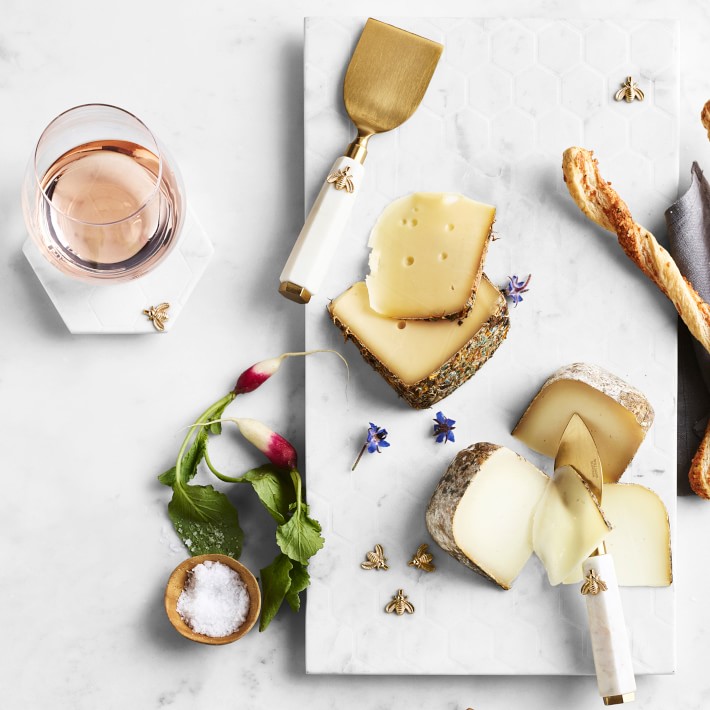 Marble Honeycomb Cheese Board With Honeycomb Cheese Knives Williams