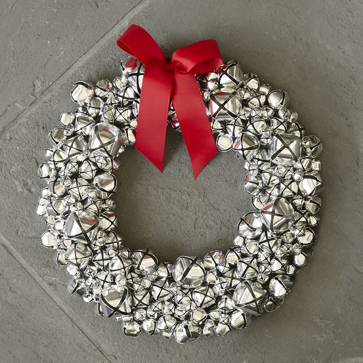 Silver Jingle Bell Holiday Wreath Williams Sonoma