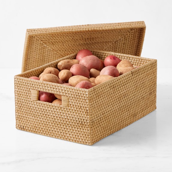 Hold Everything Rattan Lidded Baskets Williams Sonoma