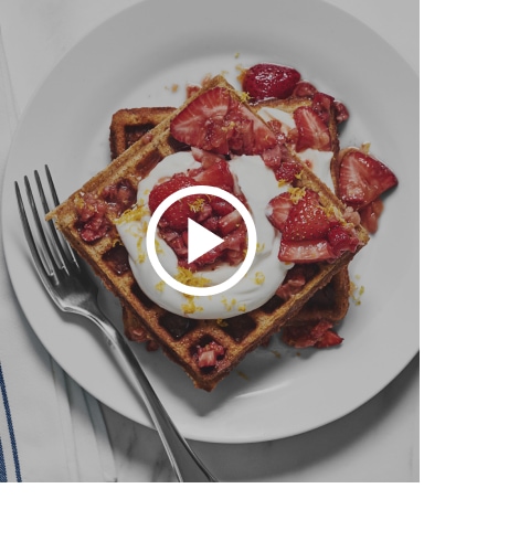 Bobby Flay's Buckwheat Waffles with Strawberries Recipe