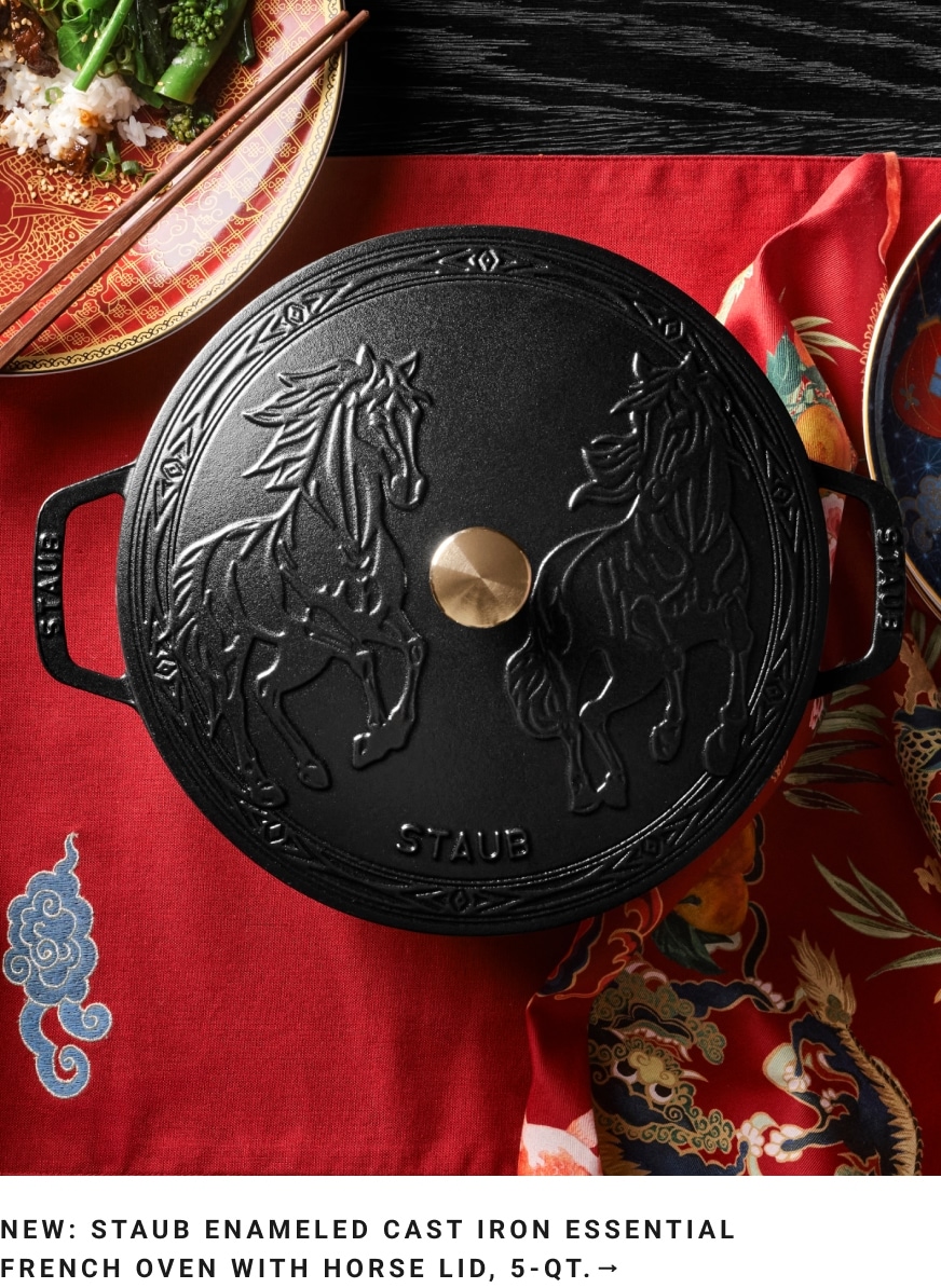 New: Staub Enameled Cast Iron Essential French Oven with Horse Lid