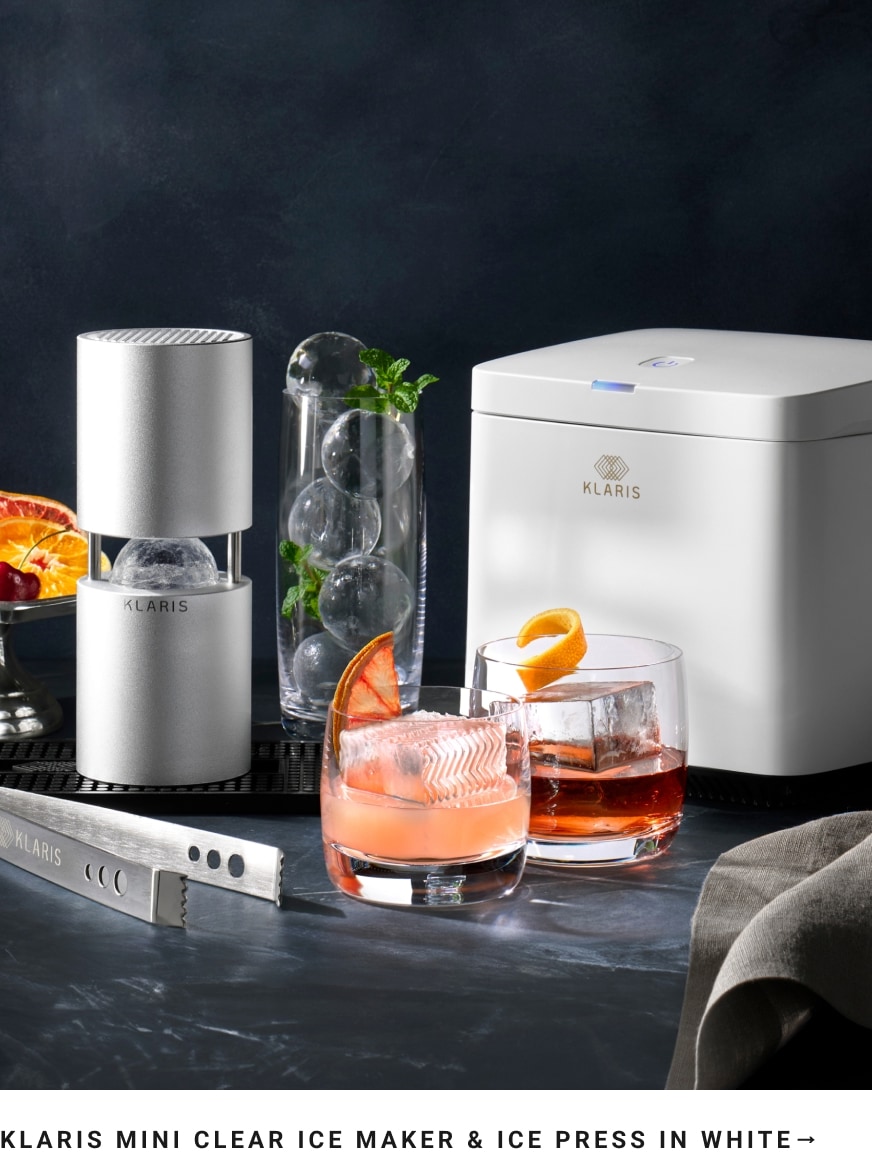 Klaris Mini Clear Ice Maker & Ice Press in White