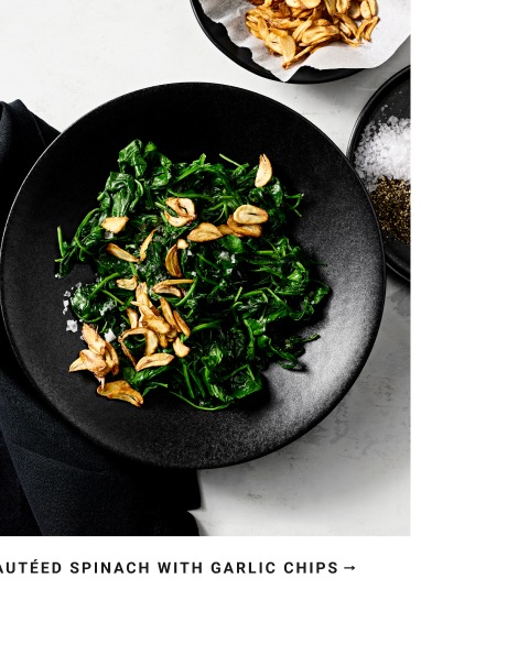 Sauteed Spinach with Garlic Chips