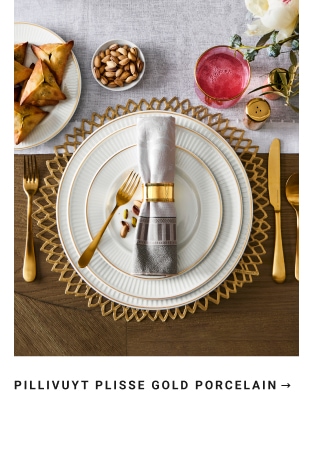 Shop Pillivuyt Plisse Gold Porcelain Dinnerware