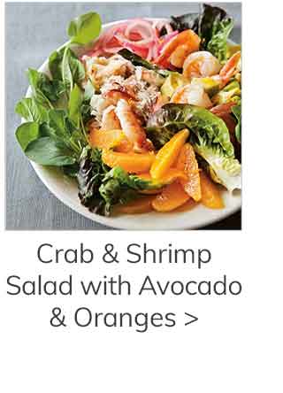 Crab and Shrimp Salad with Avocado and Oranges >