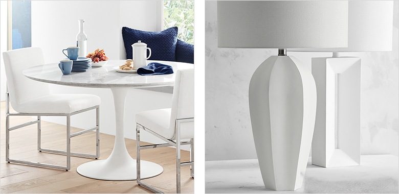 Newton White Gesso Table Lamp