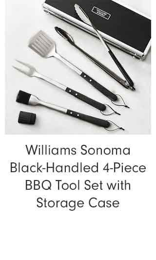 Williams Sonoma Black-Handled 4-Piece BBQ Tool Set with Storage Case