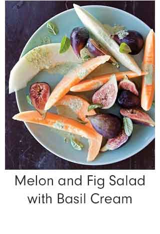 Melon and Fig Salad with Basil Cream