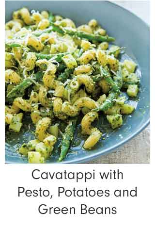 Cavatappi with Pesto, Potatoes and Green Beans