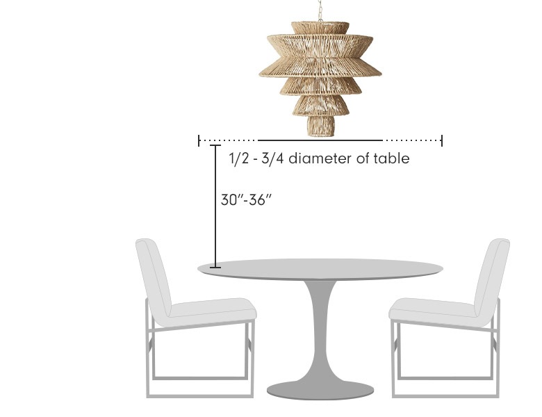 round or rectangle chandelier with rectangular table