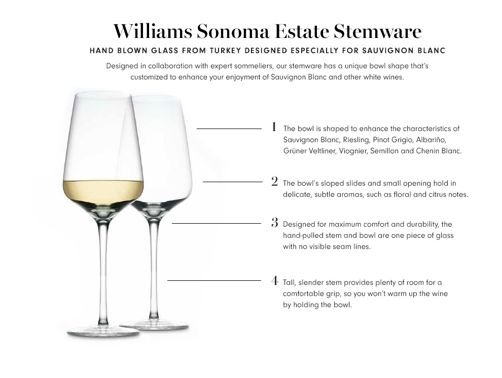 Williams Sonoma Estate Sauvignon Blanc Wine Glasses White Wine Glass