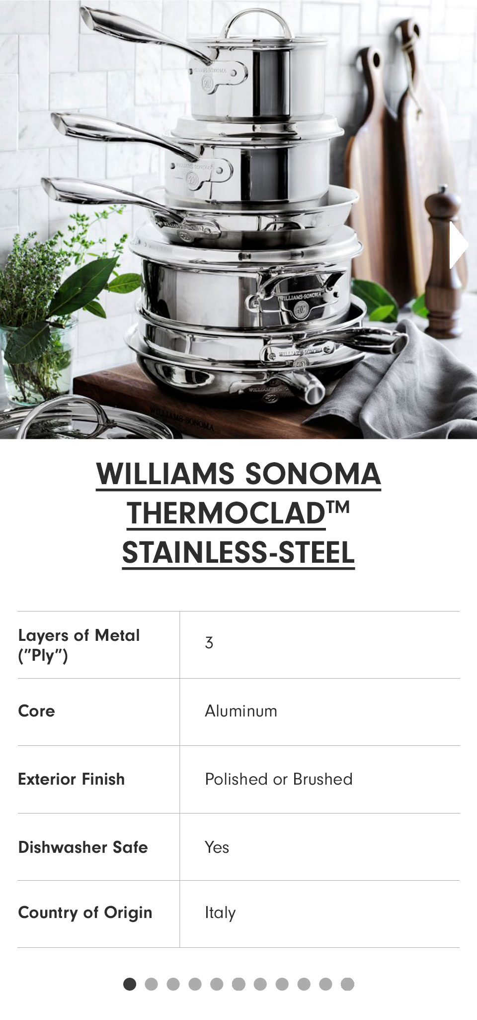Williams Sonoma ThermoClad Stainless-Steel >