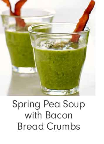 Spring Pea Soup with Bacon Bread Crumbs