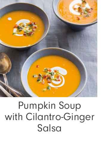 Pumpkin Soup with Cilantro-Ginger Salsa