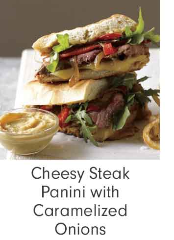 Cheesy Steak Panini with Caramelized Onions