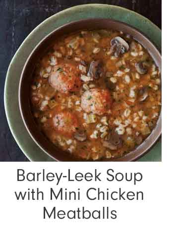 Barley-Leek Soup with Mini Chicken Meatballs