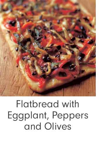 Flatbread with Eggplant, Peppers and Olives