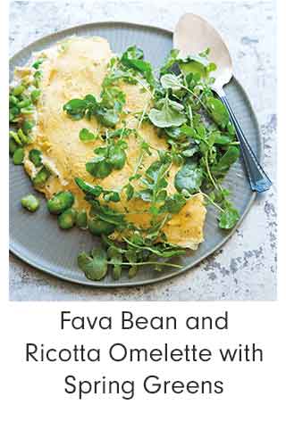 Fava Bean and Ricotta Omelette with Spring Greens