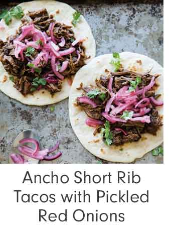 Ancho Short Rib Tacos with Pickled Red Onions