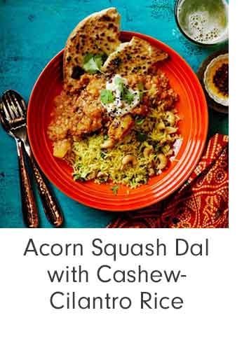 Acorn Squash Dal with Cashew-Cilantro Rice