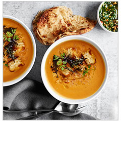 pumpkin soup with grilled cheese croutons
