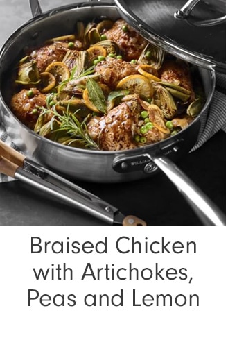 Braised Chicken with Artichokes, Peas and Lemon