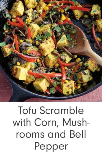 Tofu Scramble with Corn, Mushrooms and Bell Pepper