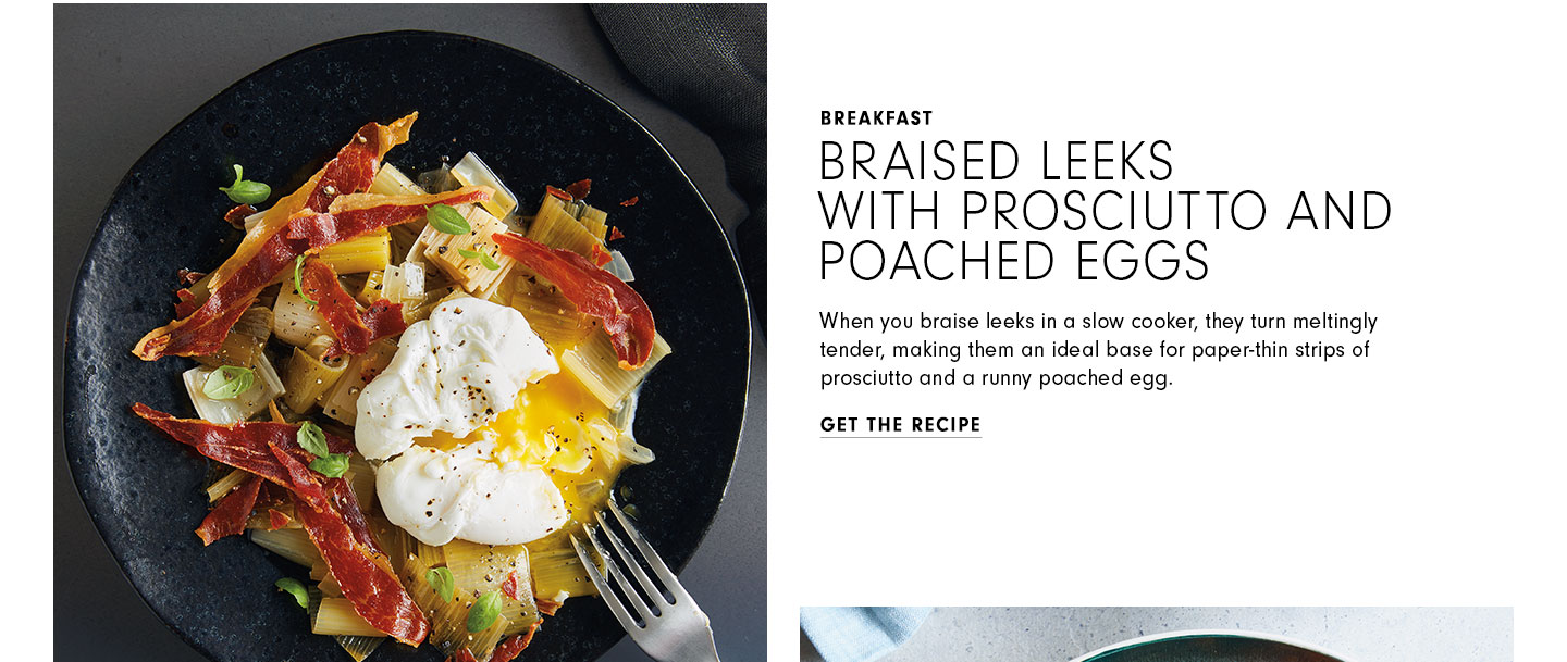 Braised Leeks with Prosciutto & Poached Eggs