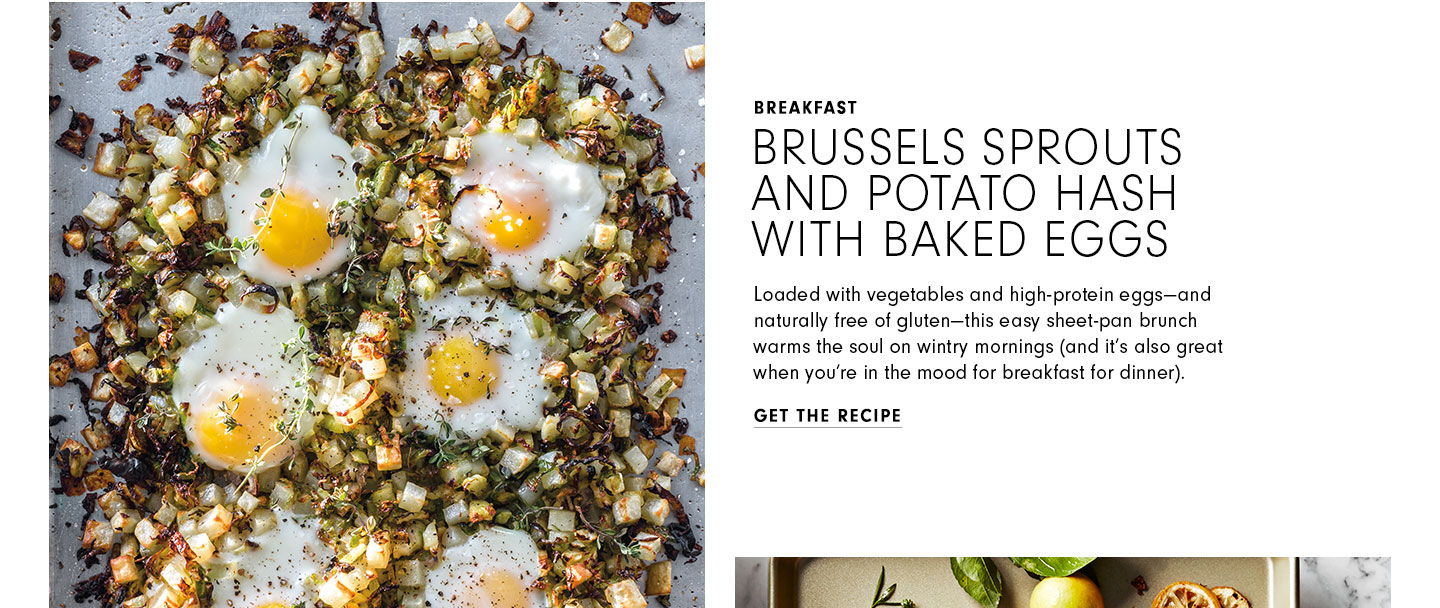Brussel Sprouts & Potato Hash with Baked Eggs