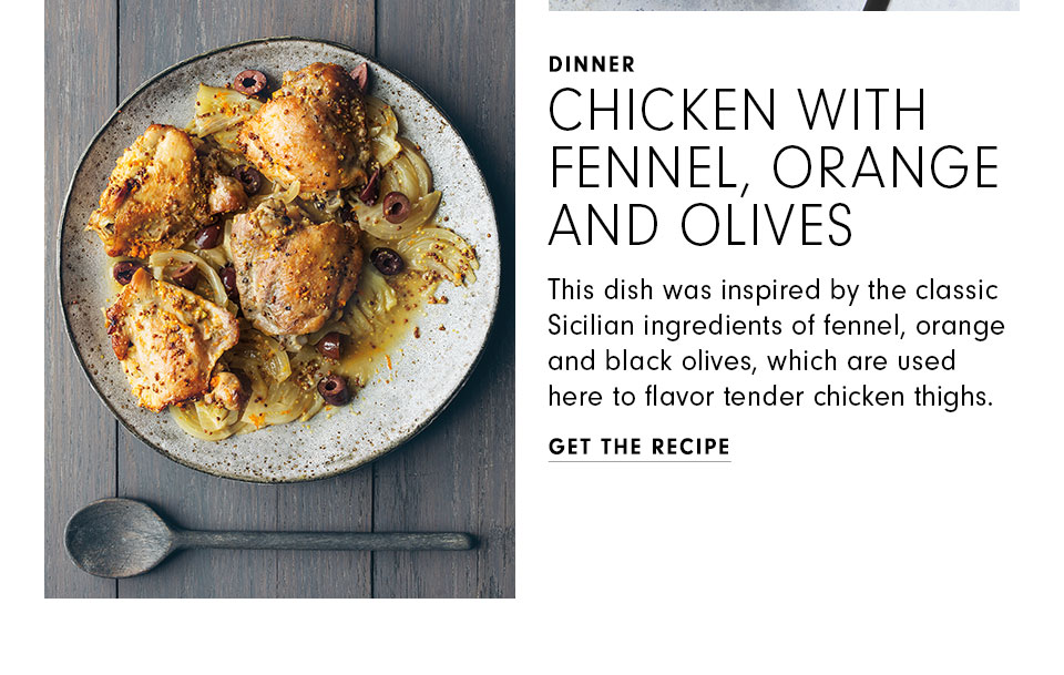 Chicken with Fennel, Orange and Olives