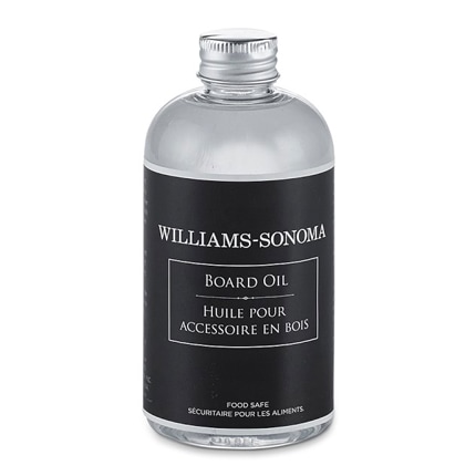 Bottle of Williams-Sonoma food safe board oil.