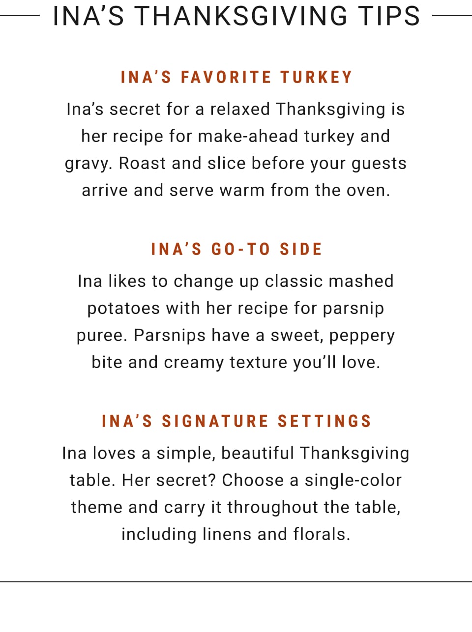 Ina's Thanksgiving Tips
