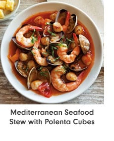 Mediterranean Seafood Stew with Polenta Cubes