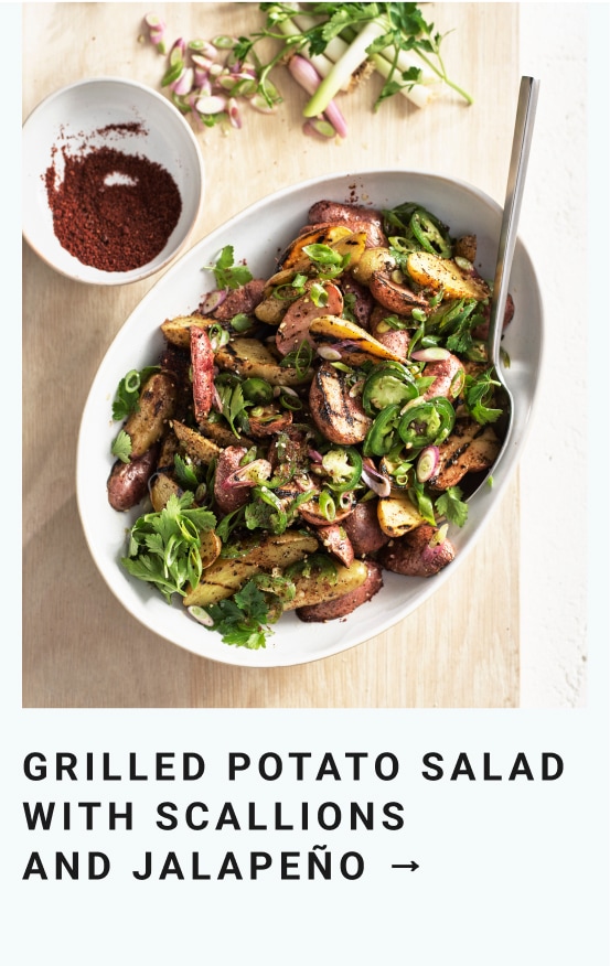 Grilled Potato Salad with Scallions and Jalapeno