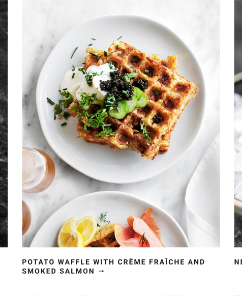 Potato Waffle with Crème Fraîche & Smoked Salmon
