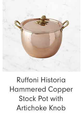 Ruffoni Historia Hammered Copper Stock Pot with Artichoke Knob >