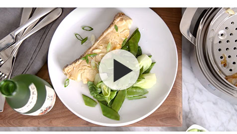 Ginger Scallion Sea Bass with Bok Chok and Snap Peas