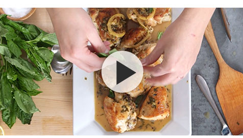 Braised Chicken in Lemon-Basil Sauce