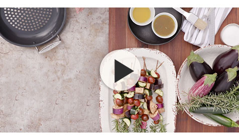 Marinated Summer Vegetables Grilled on Rosemary Skewers