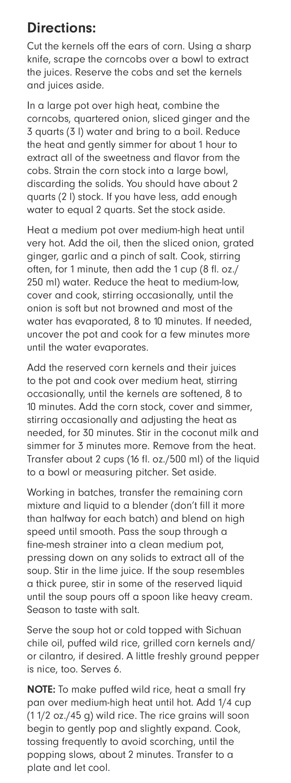 Melissa King's Coconut Corn Soup Recipe