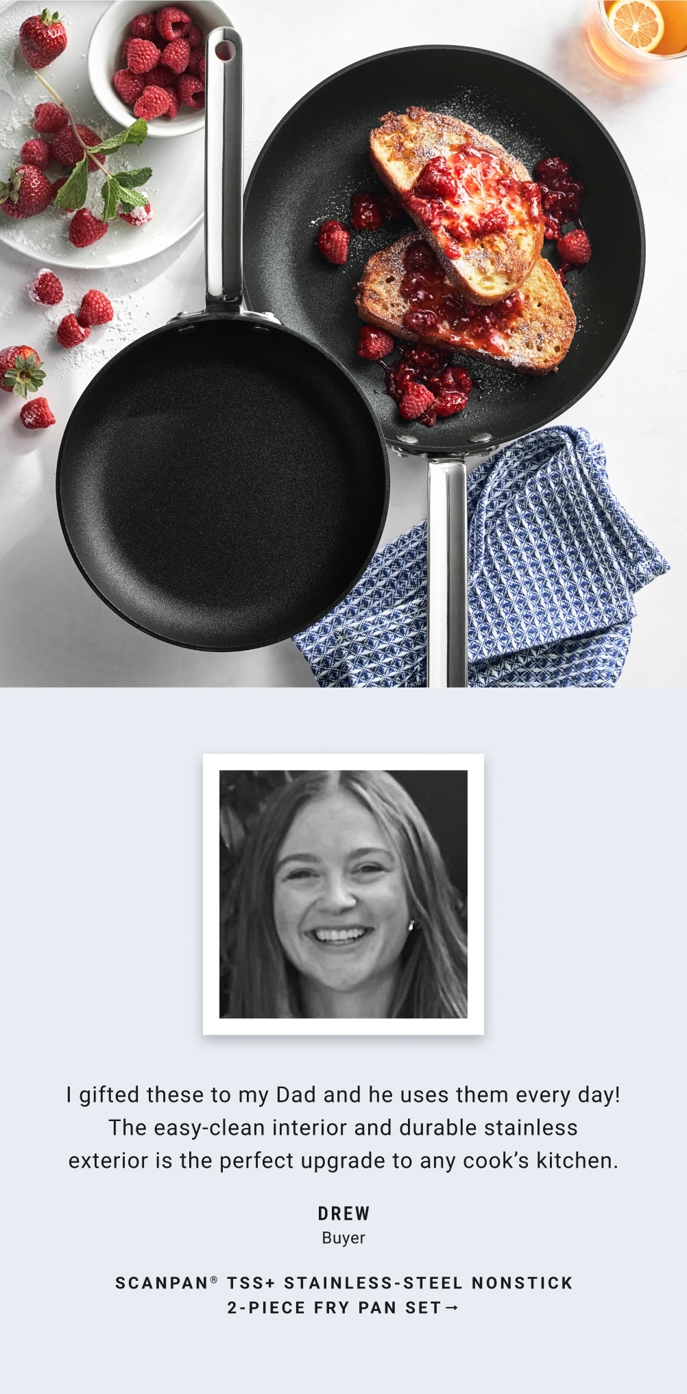 SCANPAN® TSS+ Stainless-Steel Nonstick 2-Piece Fry Pan Set