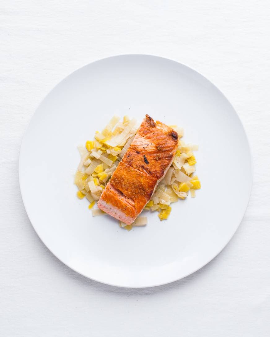 Melted Leeks with Seared Salmon Melted Leeks with Seared Salmon