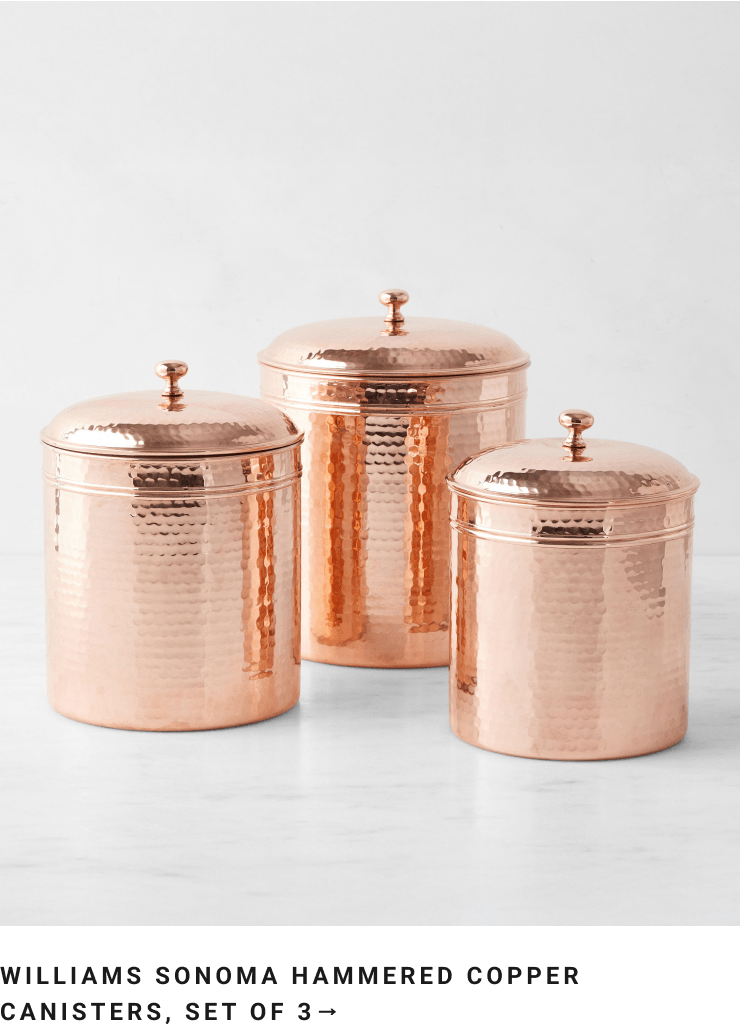 Williams Sonoma Hammered Copper Canisters, Set of 3