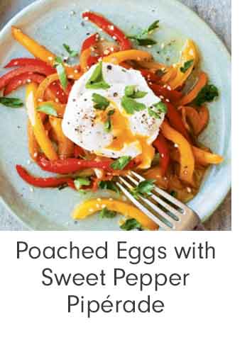 Poached Eggs with Sweet Pepper Pip&eacute;rade