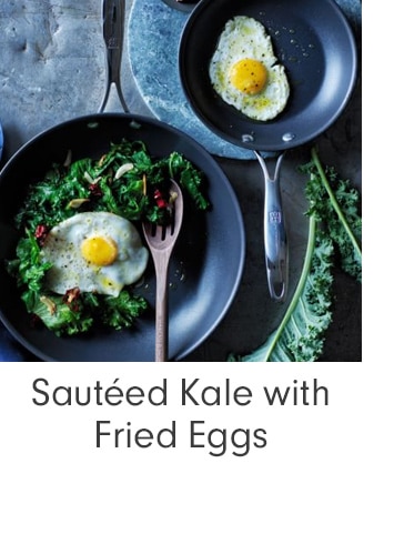 Saut&eacute;ed Kale with Fried Eggs