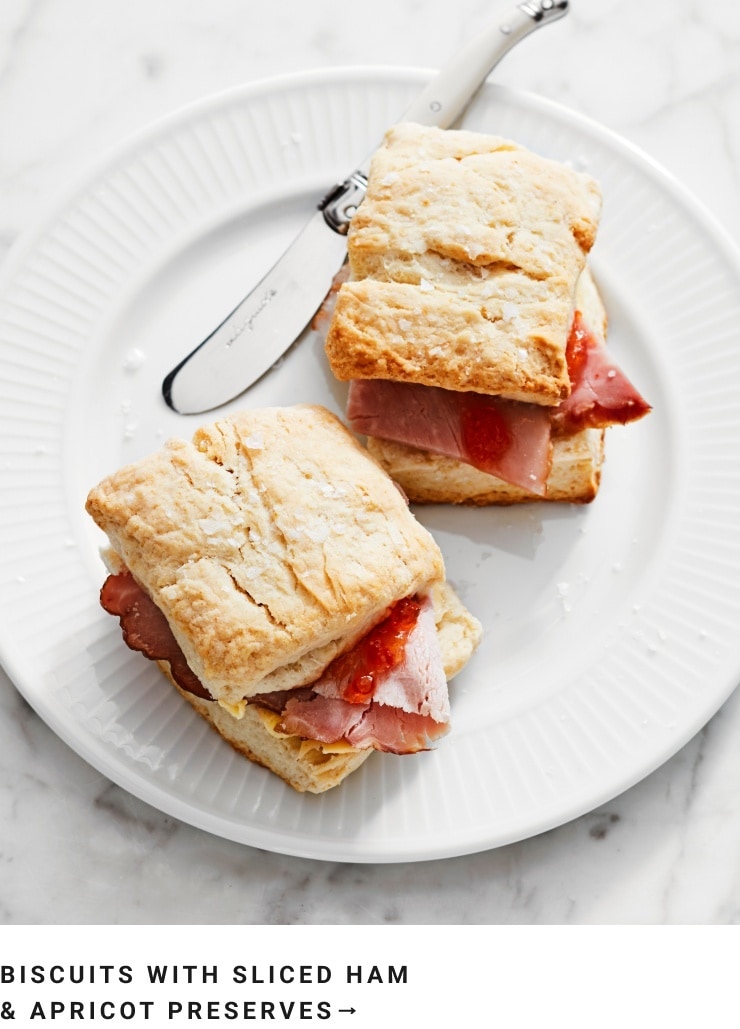 Biscuits with Sliced Ham & Apricot Preserves