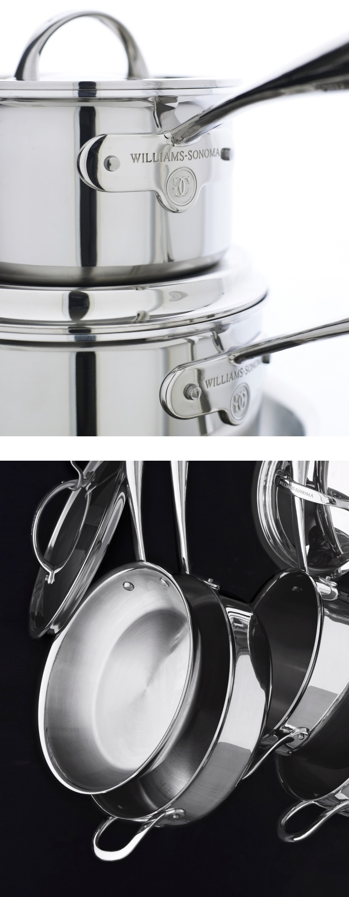 WILLIAMS-SONOMA ステンレス鍋 蓋付き 中型 WILLIAMS-SONOMA ステンレス鍋 蓋付き 中型